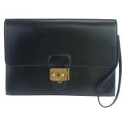 Pre-owned Leather clutches Hermès Vintage , Black , Dames