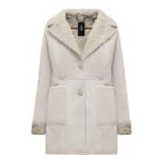 Suede Eco-Fur Coat BomBoogie , Gray , Dames