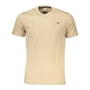 Korte Mouw Logo Geborduurd T-Shirt Harmont & Blaine , Beige , Heren