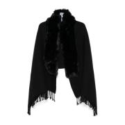 Zwart Faux-Fur Trim Sjaal Blugirl , Black , Dames