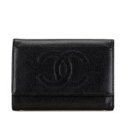 Pre-owned Leather wallets Chanel Vintage , Black , Dames