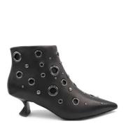 Studded Leren Enkellaarzen Jeannot , Black , Dames