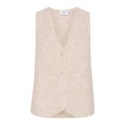 Gebreid Vest met V-Hals en Knopen Saint Tropez , Beige , Dames