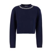 Swarovski Versierde Sweater Semicouture , Blue , Dames