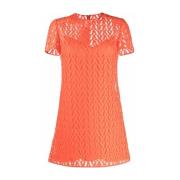 Oranje Katoenmix Gelaagde Jurk Valentino Garavani , Red , Dames