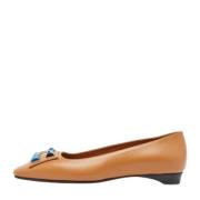 Pre-owned Leather flats Hermès Vintage , Brown , Dames