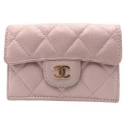 Pre-owned Leather wallets Chanel Vintage , Pink , Dames