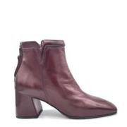 Bordeaux Leren Enkellaars Rits Sluiting Mara Bini , Purple , Dames