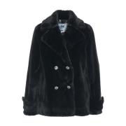 Faux Fur Double-Breasted Jas Blugirl , Black , Dames