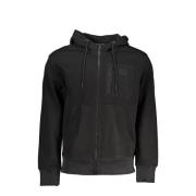 Zwarte Zip Hoodie Contrast Details Logo Calvin Klein , Black , Heren