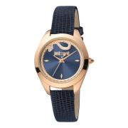 Stijlvol Leren Bandhorloge Just Cavalli , Blue , Dames