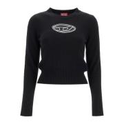 Wol Kasjmier Crew Neck Sweater Diesel , Black , Dames