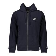 Blauwe Hoodie met Rits en Logo Tommy Hilfiger , Blue , Heren