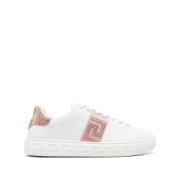 Kristalversierde Witte Sneakers Versace , White , Dames