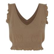 V-hals Geborduurde Cashmere Top Pinko , Brown , Dames