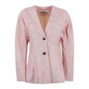 Gestructureerde Curve Sleeve Blazer Ganni , Pink , Dames