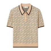 Jacquard Polo Shirt Tory Burch , Beige , Dames