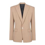 1 Button Blazer Jacket Balmain , Beige , Heren