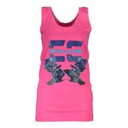 Roze Katoenen Tanktop met Print Cavalli Class , Pink , Dames