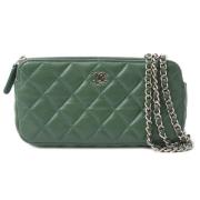 Pre-owned Leather chanel-bags Chanel Vintage , Green , Dames