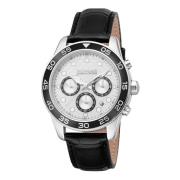 Chronograaf Leren Band Horloge Just Cavalli , Black , Heren