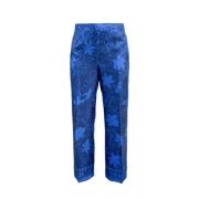 Bloemen zijden rechte broek blauw Carolina Herrera , Blue , Dames