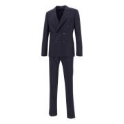 Navy Blue Wool Suit Dress Tagliatore , Blue , Heren