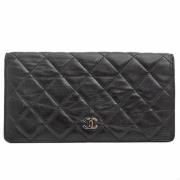 Pre-owned Leather wallets Chanel Vintage , Black , Dames