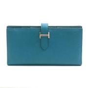 Pre-owned Leather wallets Hermès Vintage , Blue , Dames