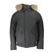 Grijze Hoodie met Afneembare Bont Woolrich , Gray , Heren