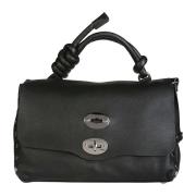 Leren Postina Tas met Knoop Zanellato , Black , Dames