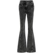 Zwarte Gewassen Denim Broek Mugler , Gray , Dames