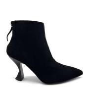 Suede Zip Back Leather Effect Heels Jeannot , Black , Dames