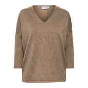 V-N Pullover Sweater Atmos Melange Saint Tropez , Brown , Dames