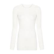 Witte Ribgebreide Crew Neck T-shirt Rick Owens , White , Dames