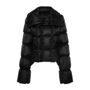 Zwarte Gewatteerde Jas met Trechterhals Rick Owens , Black , Dames