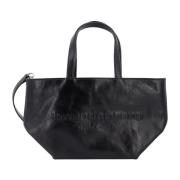 Zwarte Leren Handtas met Logo Alexander Wang , Black , Dames