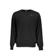 Zwarte Longsleeve Crewneck Logo Shirt K-Way , Black , Heren