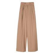 Bruine Wide-Leg Broek met Plooien Max Mara , Brown , Dames