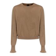 Bruine Crewneck Logo Cashmere Trui Pinko , Brown , Dames