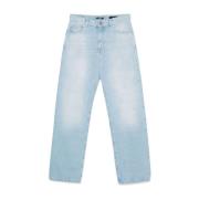 Denim Straight Leg Trousers Balmain , Blue , Heren