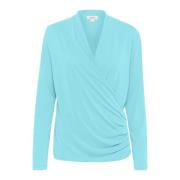 Wikkelblouse met Gedrapeerde Effecten Soaked in Luxury , Blue , Dames