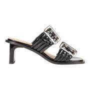 Stijlvolle Buckle Heel Mule Sandal Ganni , Black , Dames