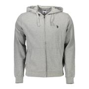 Grijze Hoodie met Rits en Borduursel U.s. Polo Assn. , Gray , Heren