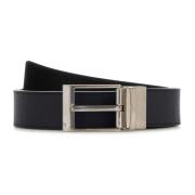 Midnight Blue Reversible Leather Belt Bally , Blue , Heren