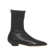 Zwarte Leren Enkellaarzen Khaite , Black , Dames