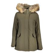 Groene Hoodie met Afneembare Bont Woolrich , Green , Dames