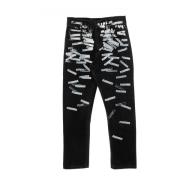 Slim-Fit Logo Print Jeans Pleasures , Black , Heren