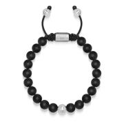 Mens Beaded Bracelet with Onyx and Sterling Silver Beads Nialaya , Gra...