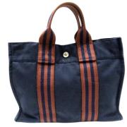 Pre-owned Canvas handbags Hermès Vintage , Blue , Dames